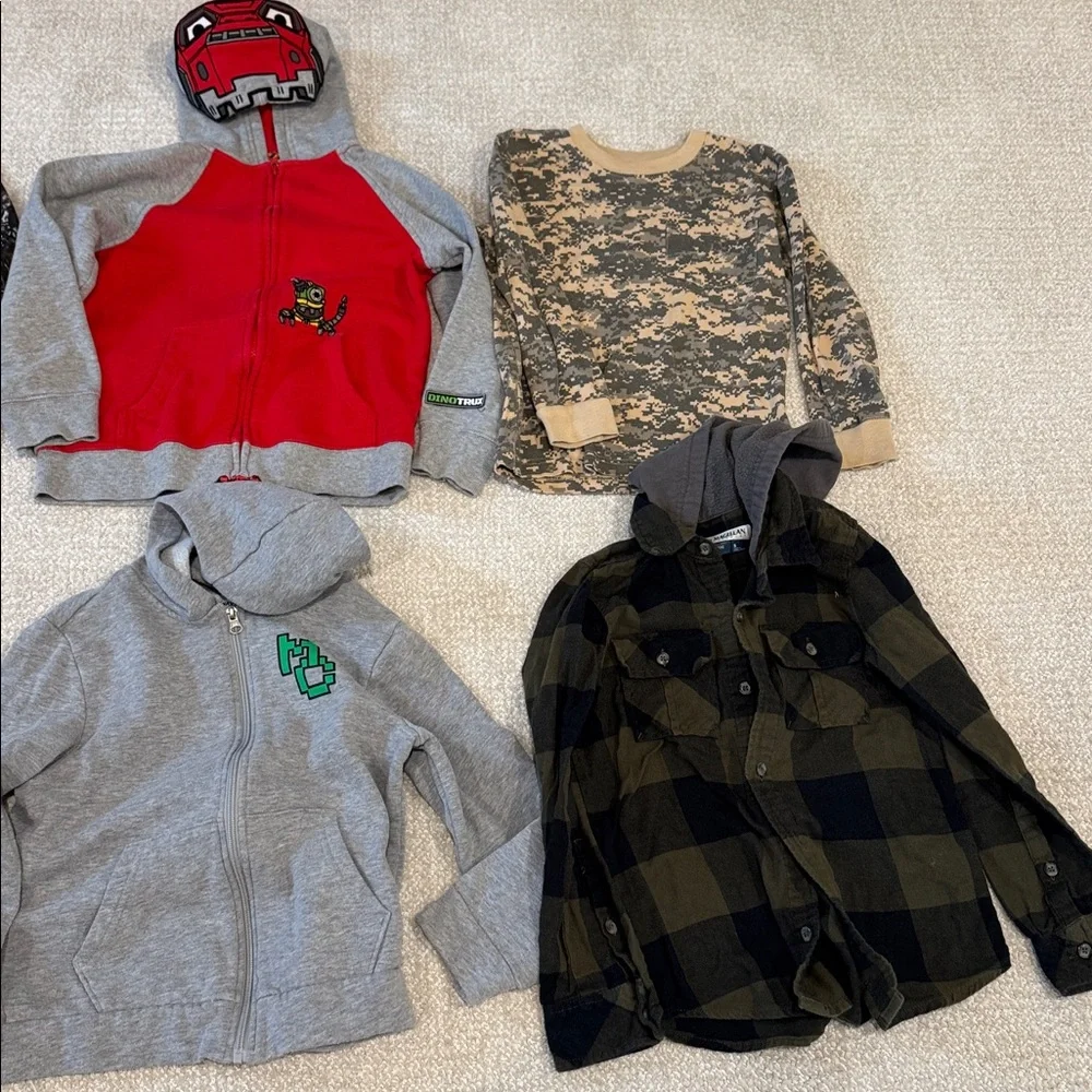 Lot Boys Zip Up Sweatshirt Long Sleeve Camo DinoTrex Minecraft